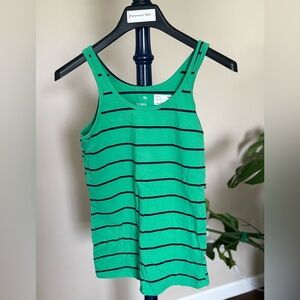 Green and Navy Striped Tank Top, Size Large